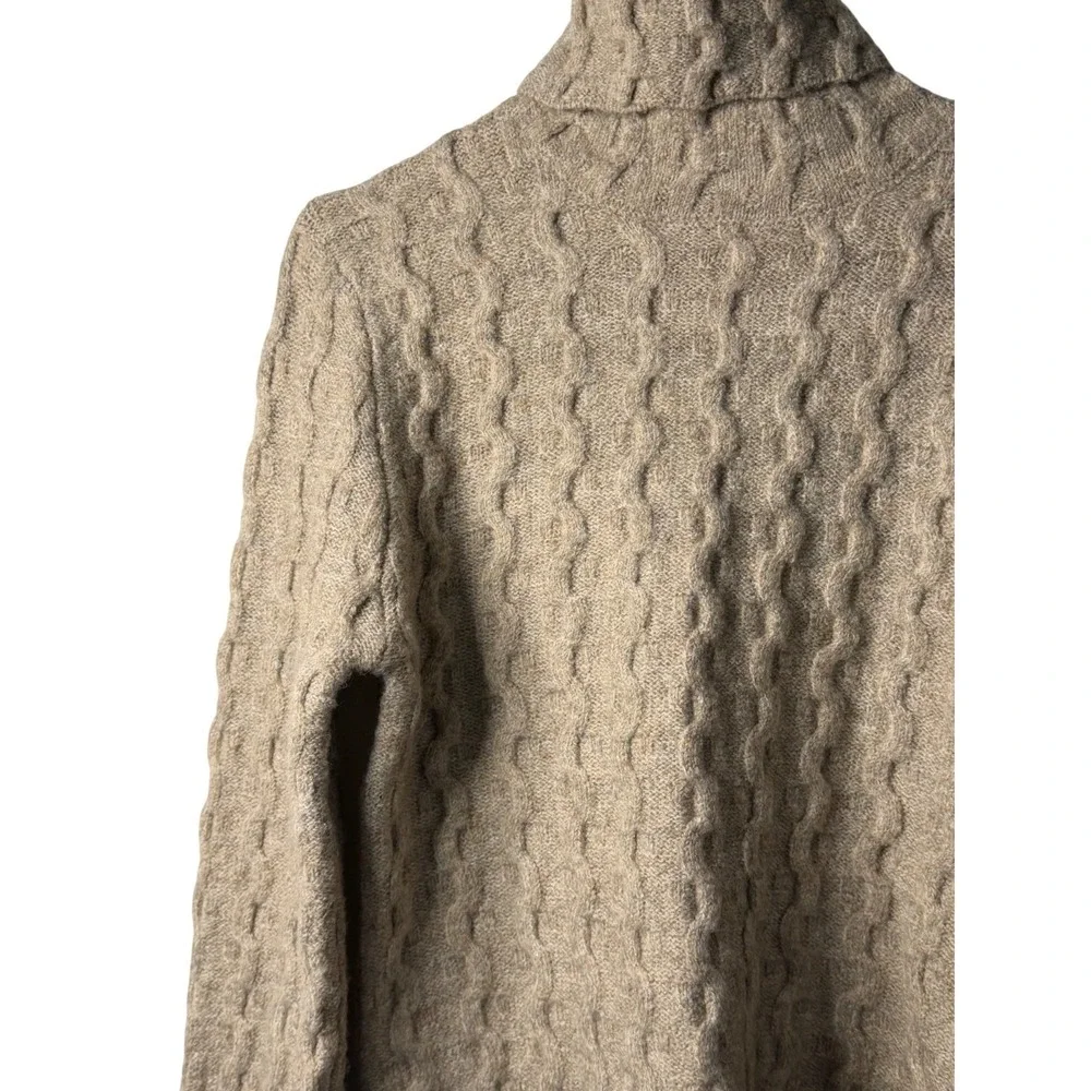 Etcetera Turtleneck Sweater Tan Cable Knit Long Sleeve C3879T Size M Womens
